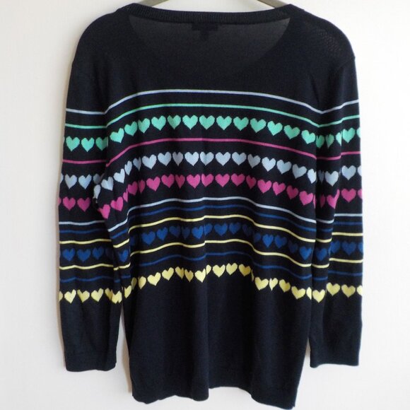 Talbots Cardigan Sweater - Hearts - Black - Medium - 3/4 sleeve  (470) - Picture 5 of 6